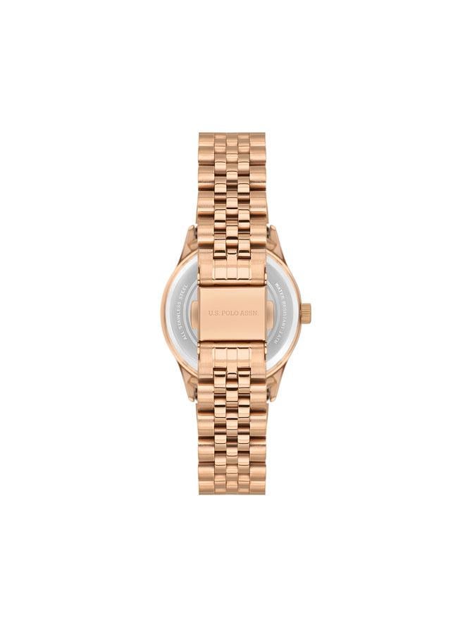 U.S. Polo Assn. Stile Silver Dial Rose Gold Stainless Steel Bracelet Analog Watch for Women 30mm - Image 3