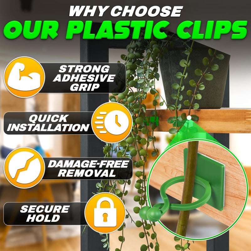 DIMROM Plant Wall Clips for Climbing Plants 110 Pcs - Pothos Plant Climber Support, Large, Medium, Small Sizes Wall Clips for Support, Strong Self-Adhesive, For Indoor Plants, Cable Management & Plant Holder - Image 5