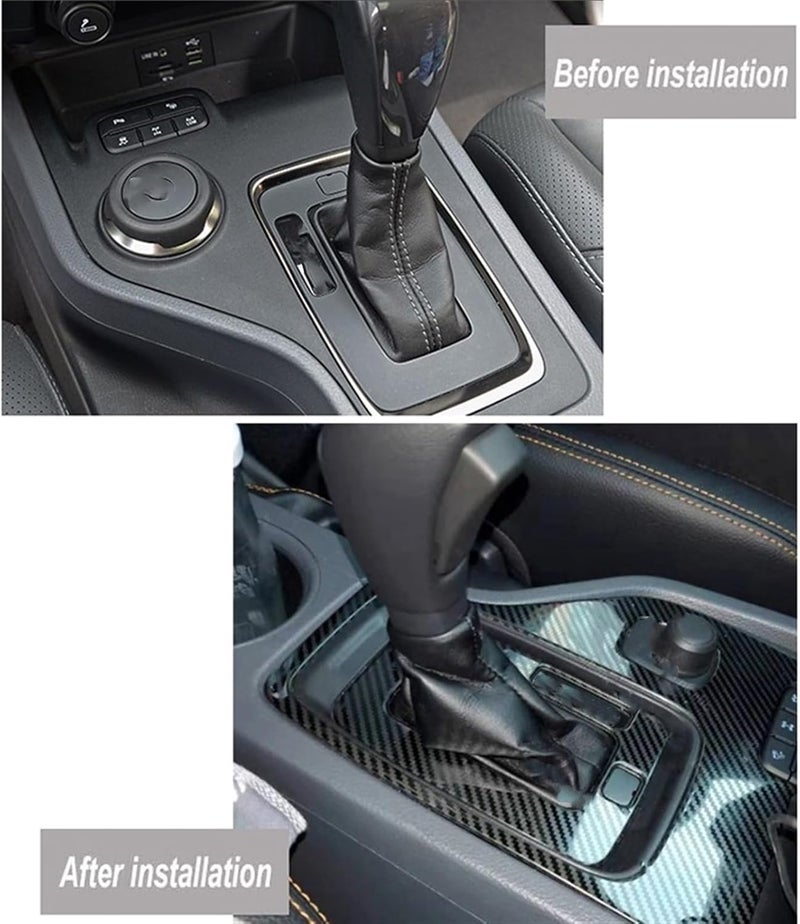 QASULER Carbon Fiber Gear Shift Panel Cover for Ford - Image 3