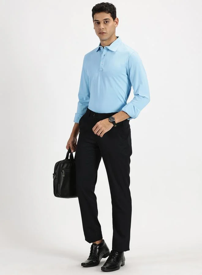 Simple And Rare Simple And Rare Solid Long Sleeves Polo T-Shirt
