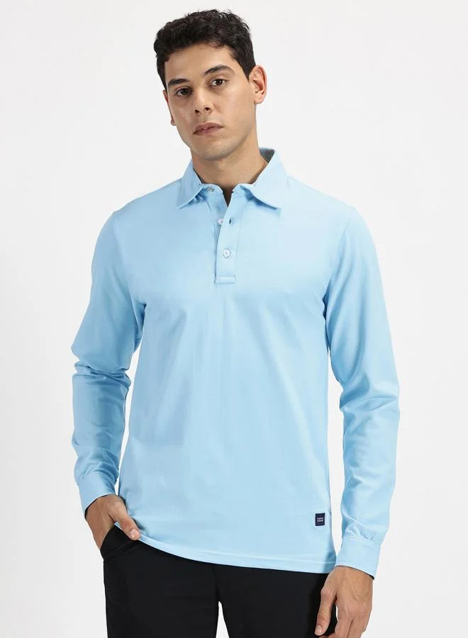 Simple And Rare Simple And Rare Solid Long Sleeves Polo T-Shirt