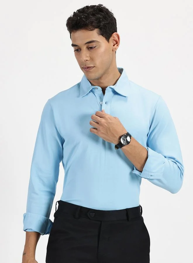 Simple And Rare Simple And Rare Solid Long Sleeves Polo T-Shirt