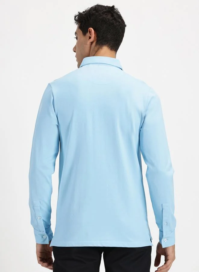 Simple And Rare Simple And Rare Solid Long Sleeves Polo T-Shirt