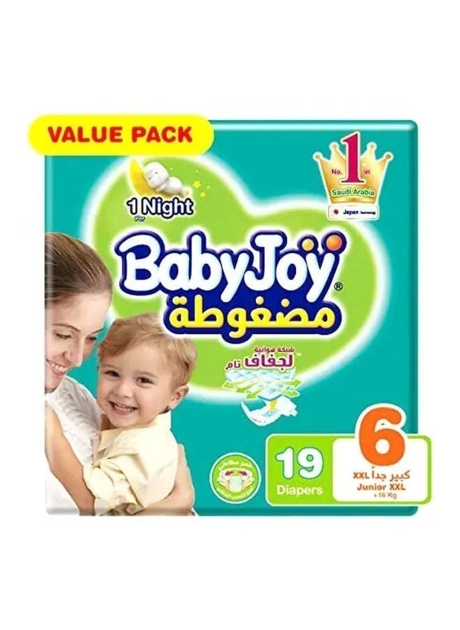 Baby Joy Compressed Baby Diapers, XXL, 16kg+, Value Pack, 19 Pcs, 19'S* XXL 