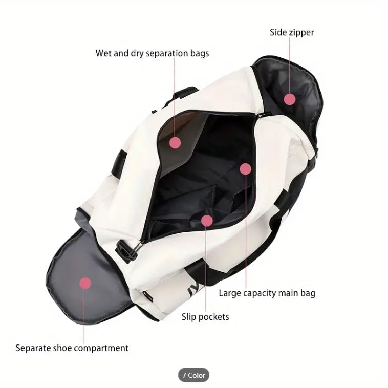 Handcuffs حقيبة دفل مع قسم للأحذية - حقائب رياضية من البوليستر للرجال والنساء | سفر | رياضة | حقائب دفل | قابلة للتعديل | حقيبة كتف | عطلة نهاية الأسبوع | لياقة بدنية | حقيبة يد - Image 4
