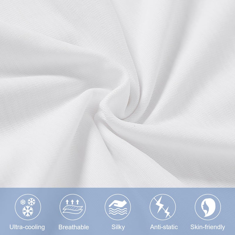 Elegear Cooling Pillow Cases for Hot Sleepers, Japanese Q-Max 0.5 Cooling Pillowcases, Both Sides[Cooling/Cotton], Breathable Soft Pillowcase for Hair and Skin, Set of 2-White (Queen (20'' x 30'')) - Image 2