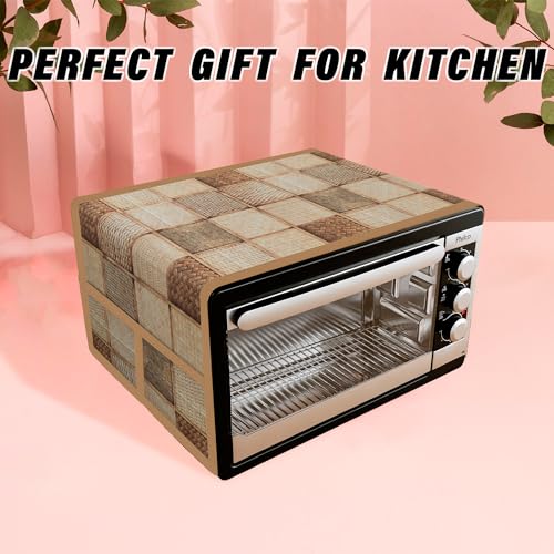 Kuber Industries Oven Top Cover | Non-Woven Microwave Oven Top Cover with 4 Utility Pockets | Oven Cover for Kitchen Décor | Chatai Oven Top Cover | Brown - Image 4