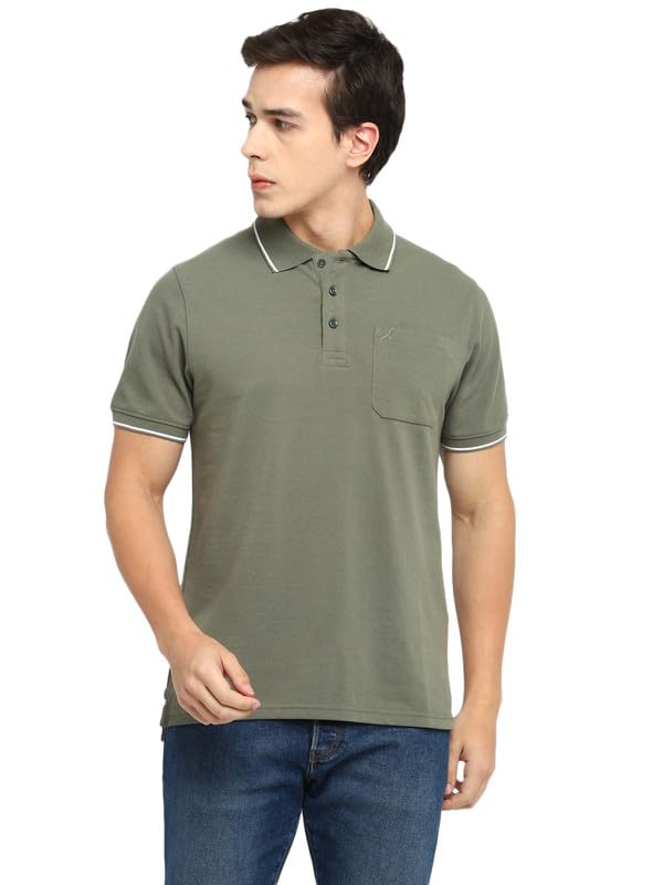 AMERICAN CREW Polo Collar T-Shirts with Pocket Combo Pack of 2 (AC28-L_Light Olive & Aqua) - Image 2