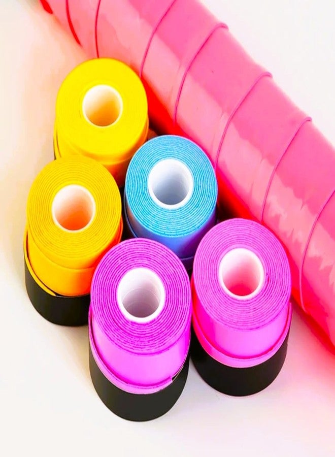 Acers Packof 5 Tennis Badminton Grip Multicolor Breathable Perforated Antislip Racket Grip Pickleball Squash Padel Overgrip Soft Tacky Durable (5 of Yellow Blue Pink Orange Rose Pink) - Image 2