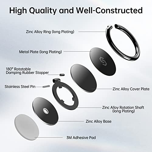 Syncwire Cell Phone Ring Holder Stand [2 Pack], 360 Degree Rotation Finger Ring Kickstand with Polished Metal Phone Grip for Magnetic Car Mount Compatible with iPhone, Samsung, LG, Sony, HTC - Image 2