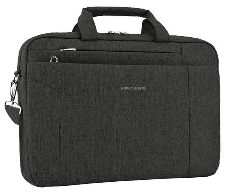 KROSER Laptop Bag 15.6 Inch Briefcase Shoulder Bag Water Repellent Laptop Bag Bussiness Carrying Handbag Laptop Sleeve for Women and Men-Charcoal Black - Image 1