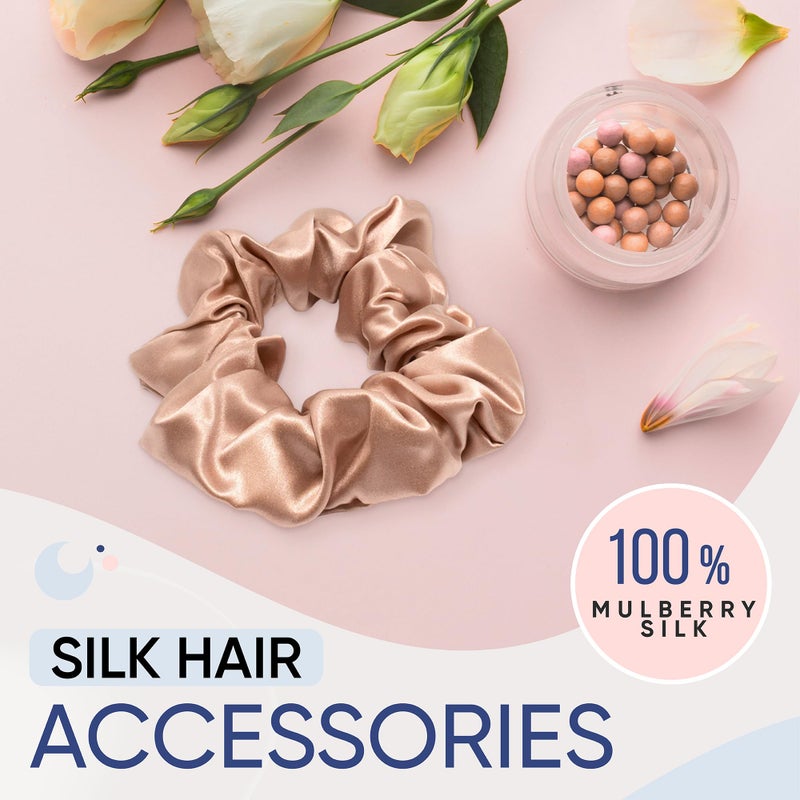 Blissy Silk Scrunchies (3 Pack) - 100% Pure Mulberry Silk - 22 Momme 6A High-Grade Fibers Scrunchie for Straight & Curly Hair - Preventing Breakage, Tangling, & Creasing (Rose Skinny) - Image 3