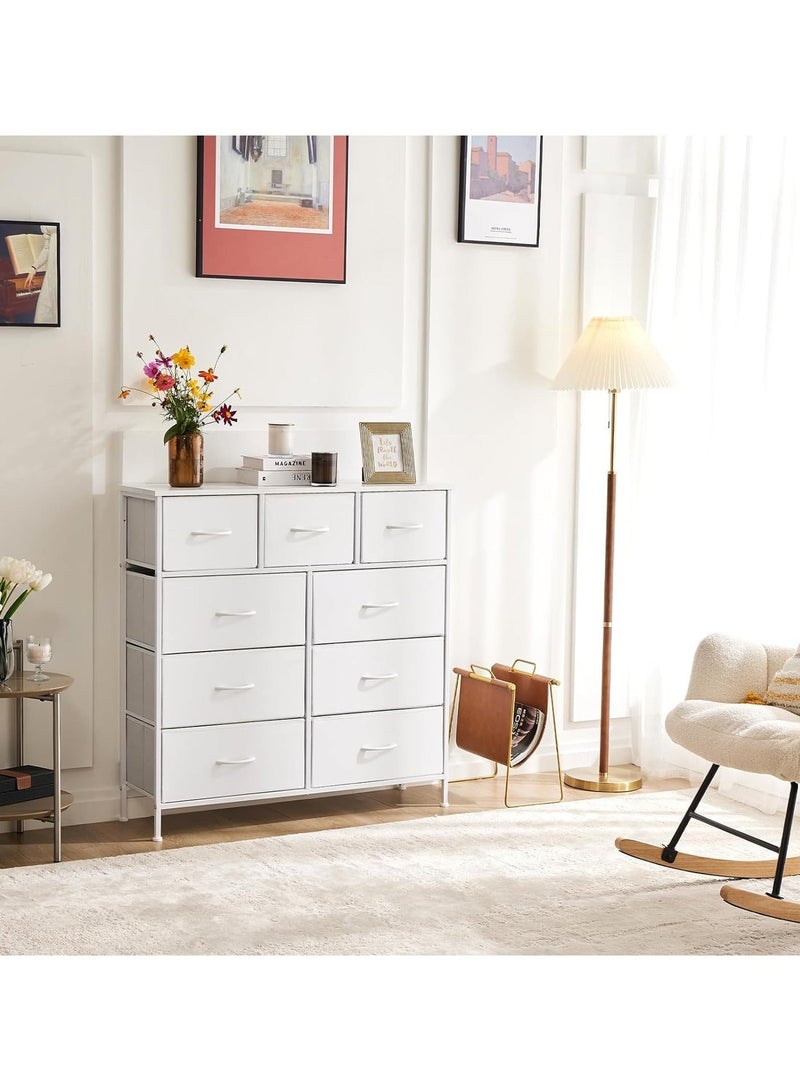 آسي بلاي خزانة ملابس طويلة لغرفة النوم، برج تخزين من القماش ذو 9 أدراج، أبيض - Image 3