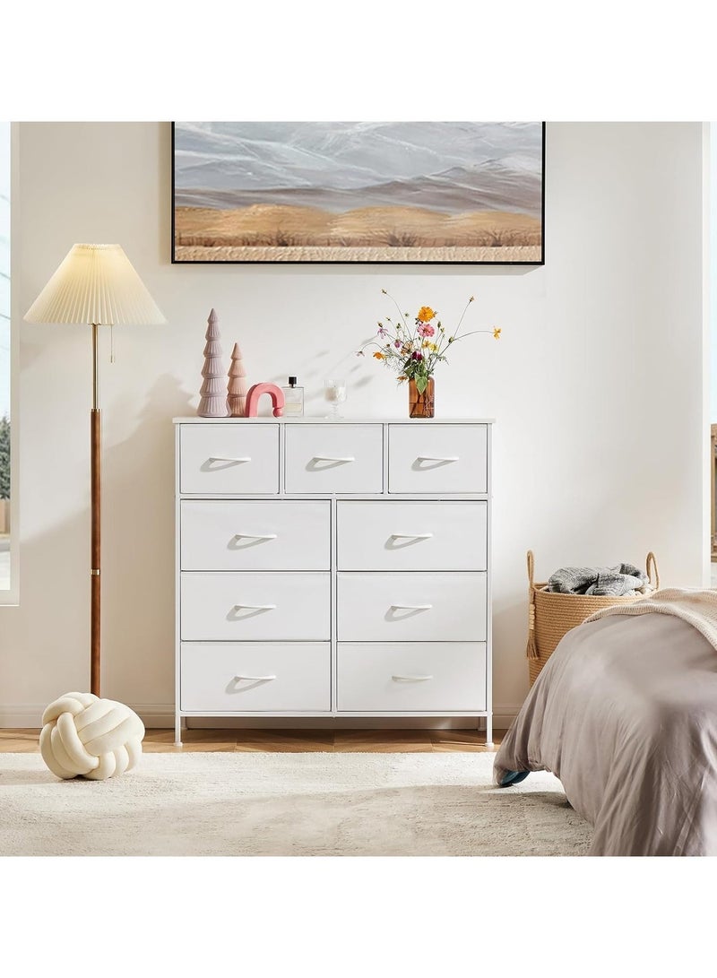 آسي بلاي خزانة ملابس طويلة لغرفة النوم، برج تخزين من القماش ذو 9 أدراج، أبيض - Image 2