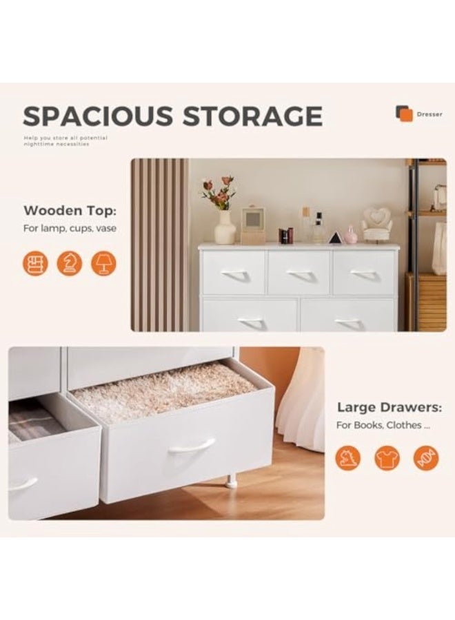 آسي بلاي خزانة ملابس طويلة لغرفة النوم، برج تخزين من القماش ذو 9 أدراج، أبيض - Image 5