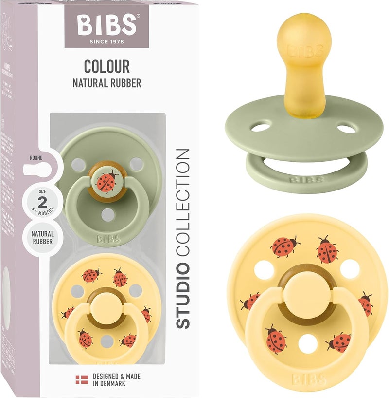 BIBS Studio Colour Pacifier 2 Pack - Ladybug Design - Image 1