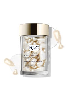 RoC Retinol Correxion Anti-Aging Wrinkle Night Serum, Daily Line Smoothing Skin Care Treatment for Fine Lines, Post-Acne Scars, 30 Individual Capsules, Unscented, 0.35 Fl Oz