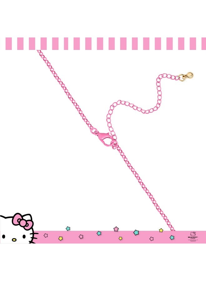 هالو كيتي قلادة هالو كيتي سانريو المرصعة بالأحجار الكريمة، مقاس 16 بوصة + 3 بوصات - قلادة مرخصة رسميًا بسلسلة وردية نيون - Image 2