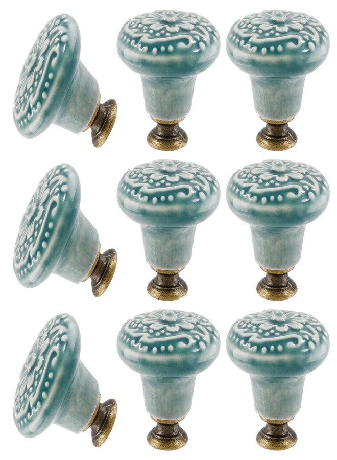 suiwotin 8pcs Green Ceramic Knobs, Vintage Kitchen Cabinet Pulls, Retro Ceramic Dresser Knobs, Decorative Drawer Pull Handles for Closet, Cupboard, Furniture Door Knob - Image 5