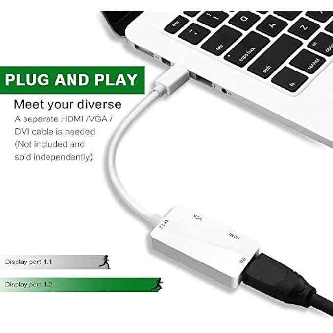 rayihni MINI DISPLAYPORT TO HDMI VGA DVI ADAPTER, FULL 1080P HD THUNDERBOLT PORT CONVERTER COMPATIBLE FOR MACBOOK AIR/PRO, IMAC, SURFACE PRO 3/4, THINKPAD CARBON - Image 2