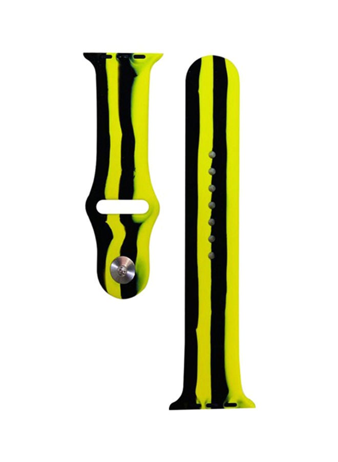 NIBEMINENT Sport Silicone Replacement Band for Apple Watch 42/44/45mm Black/Yellow - Image 1