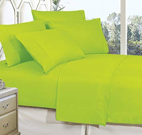 celine Linen Best  Softest  coziest Bed Sheets Ever 1800 Thread count Egyptian Quality Wrinkle-Resistant 3-Piece Sheet Set with Deep Pockets  Twin Lime
