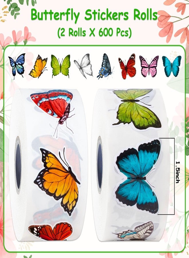TORINALITAL 1200 PCS Butterfly Roll Stickers, 16 Styles Butterfly Stickers for Kids, Waterproof and Sun-Proof 3D Roll Stickers for Parties, Walls, Scrapbooks, Envelopes, Birthday and Greeting Cards - Image 2