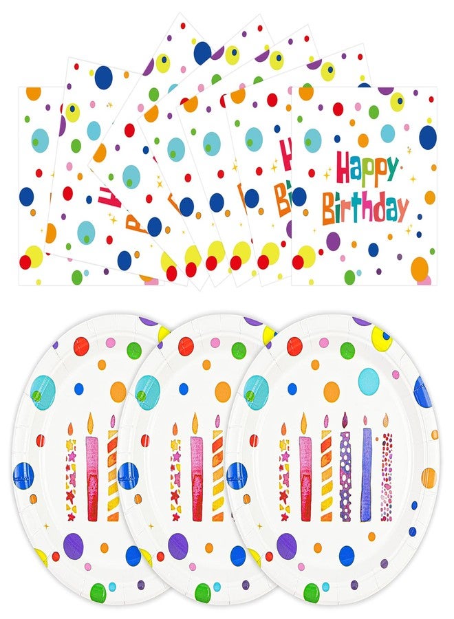 HFBOBP 50PCS Happy Birthday Plates and Napkins, 7inch Colorful Dots Birthday Cake Dessert Plates Disposable Paper Dinnerware Set for Birthday's Party Supplies Decorations (Birthday's Candle, 7 Inch) - Image 1