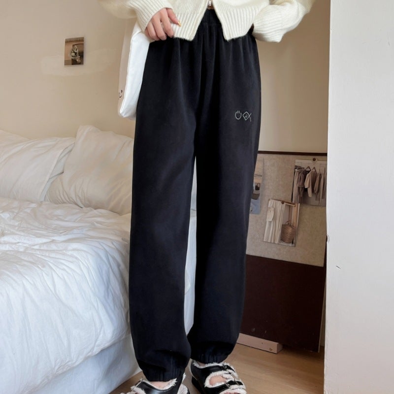 Thickened Warm Fleece Pants High Waist Women Dirty Pink - Image 3