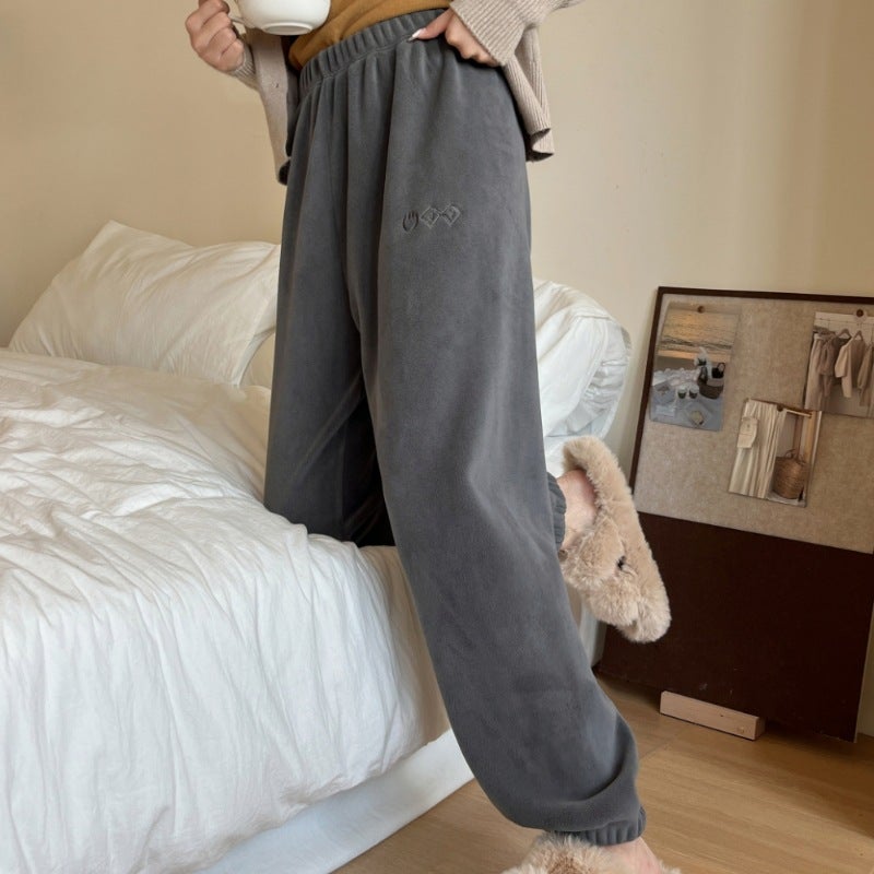 Thickened Warm Fleece Pants High Waist Women Dirty Pink - Image 2