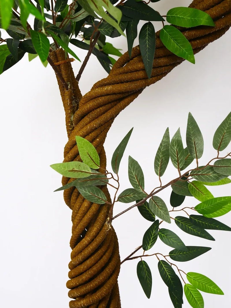 ARICK DECOR 6ft Artificial Ficus Tree with Natural Wood Trunk, Large Lifelike Faux Floor Plant for Indoor Home Office Decor, Lush Green Silk Leaves in Black Pot - 180cm - Image 5