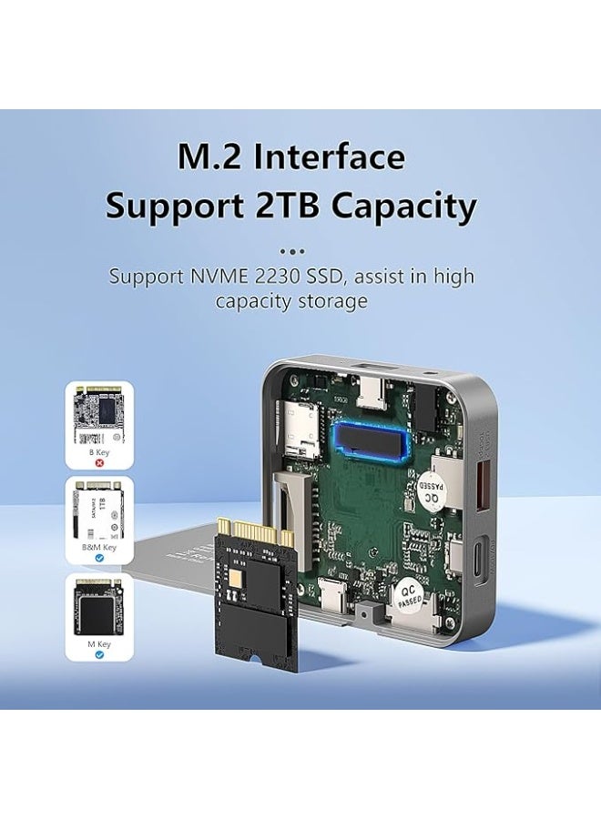 قاعدة إرساء مغناطيسية 8 في 1، متوافقة مع محركات أقراص SSD M.2 NVMe - 4K HDMI، شحن PD 100 واط، موزع Type-C 3.2، مناسب لأجهزة الكمبيوتر المحمولة والأجهزة اللوحية والهواتف المحمولة. - Image 5