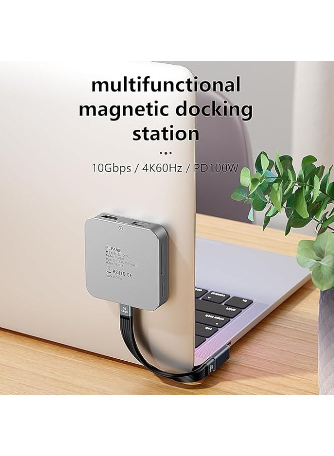 قاعدة إرساء مغناطيسية 8 في 1، متوافقة مع محركات أقراص SSD M.2 NVMe - 4K HDMI، شحن PD 100 واط، موزع Type-C 3.2، مناسب لأجهزة الكمبيوتر المحمولة والأجهزة اللوحية والهواتف المحمولة. - Image 3