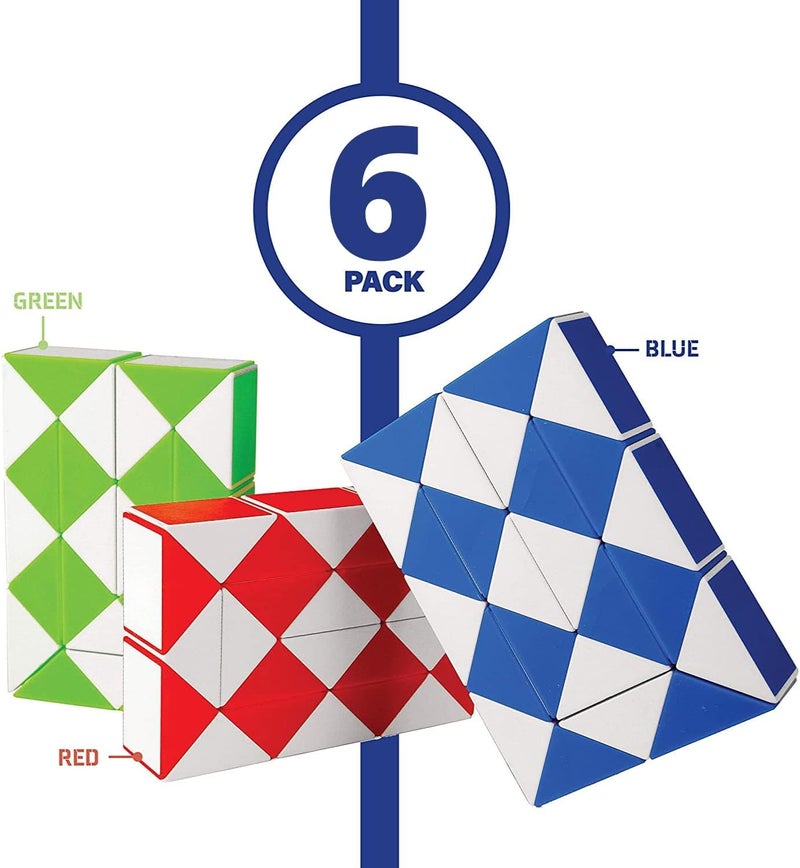 Neliblu 6 Sensory Fidget Snake Cube Twist Puzzles Toys for Kids - Stocking Stuffers - Bulk Pack of 6 Assorted Colors - Snake Fidget Toy Party Favors - Snake Puzzle Party Bag Fillers - Image 2
