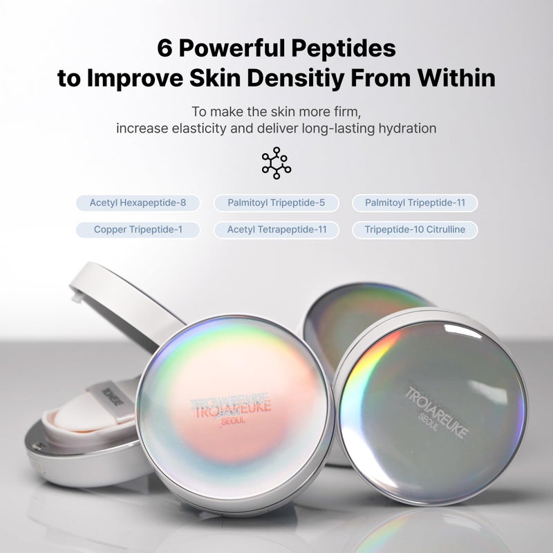 TROIAREUKE Seoul "Bridal" Cushion Foundation(#22, Yellow Beige), Korean Cushion Foundation, K-Beauty, Hydrating, Long-lasting, Lightweight, Natural Finish, Anti-Aging, Moisture, Whitening, SPF 50+ - Image 3