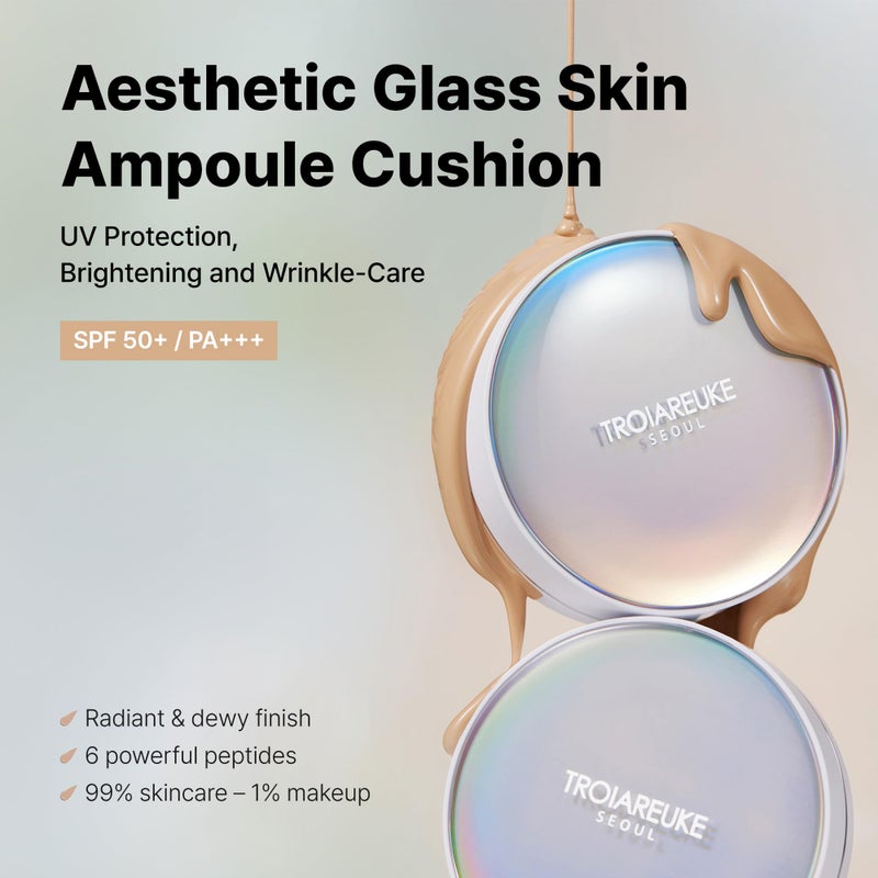 TROIAREUKE Seoul "Bridal" Cushion Foundation(#22, Yellow Beige), Korean Cushion Foundation, K-Beauty, Hydrating, Long-lasting, Lightweight, Natural Finish, Anti-Aging, Moisture, Whitening, SPF 50+ - Image 2