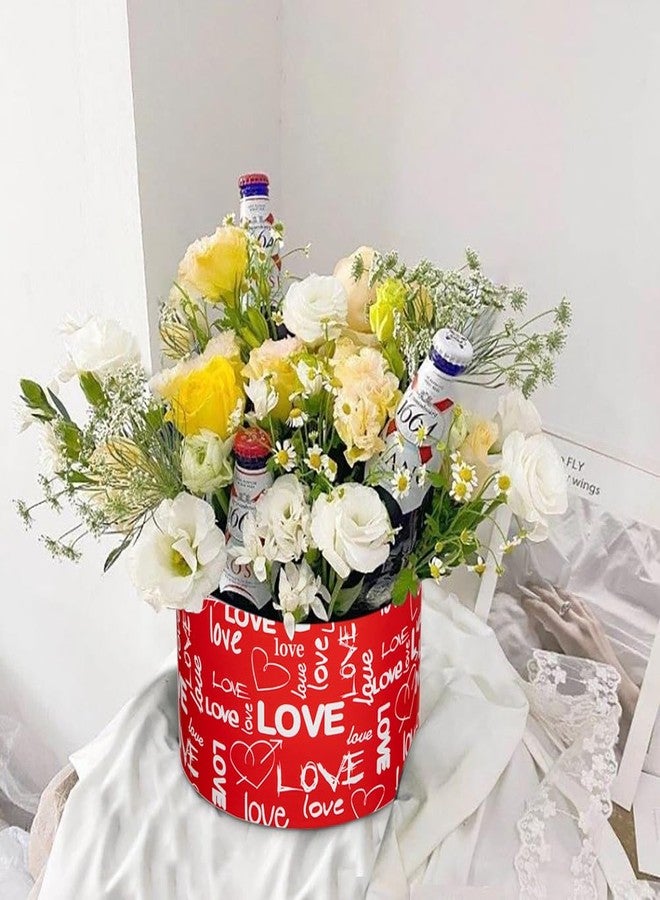 Briful علب هدايا فاخرة دائرية متداخلة مع أغطية (مجموعة من 4 قطع) - مجموعة علب هدايا من الورق المقوى المتين والقابلة لإعادة الاستخدام لأعياد الميلاد وحفلات الزفاف والذكرى السنوية وعيد الميلاد وعيد الحب - أحمر - Image 3