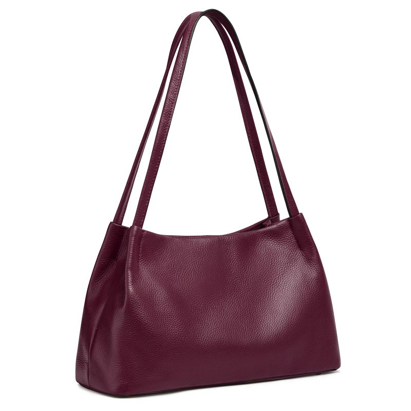 Kattee Leather Purses and Handbags for Women, Soft Genuine Leather Shoulder Hobo Bags with Top Magnetic Snap Closure (Dark Purple) - Image 1