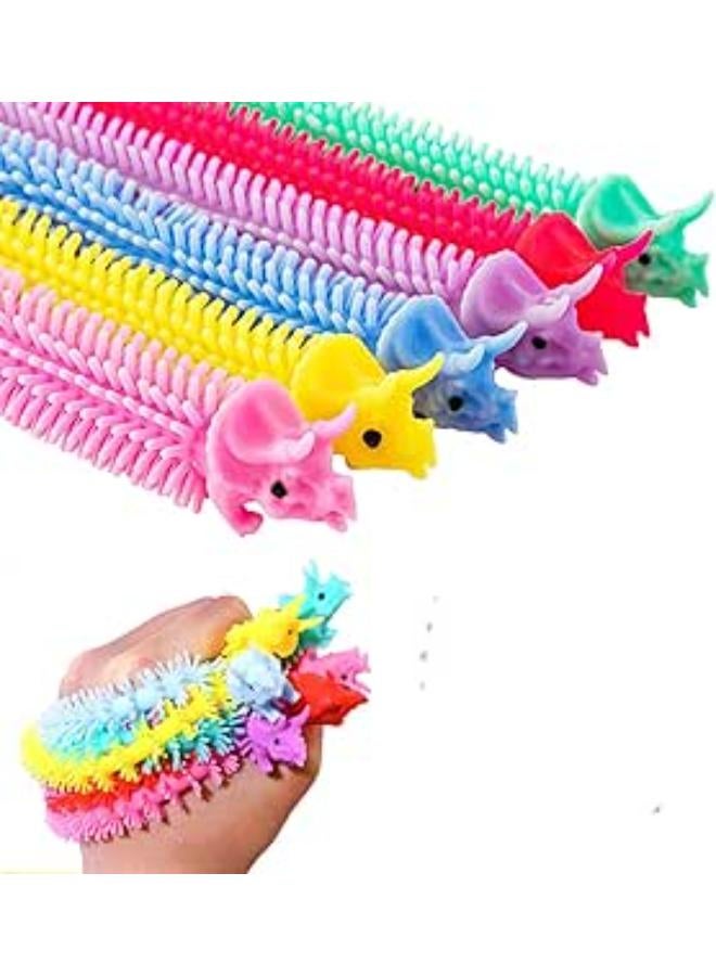 مجموعة من 12 قطعة من خيوط فيدجيت الحسية القابلة للتمدد على شكل ديناصور، ألعاب حسية قابلة للتمدد للأطفال والكبار، لتخفيف التوتر والقلق، هدايا حفلات، 6 ألوان
