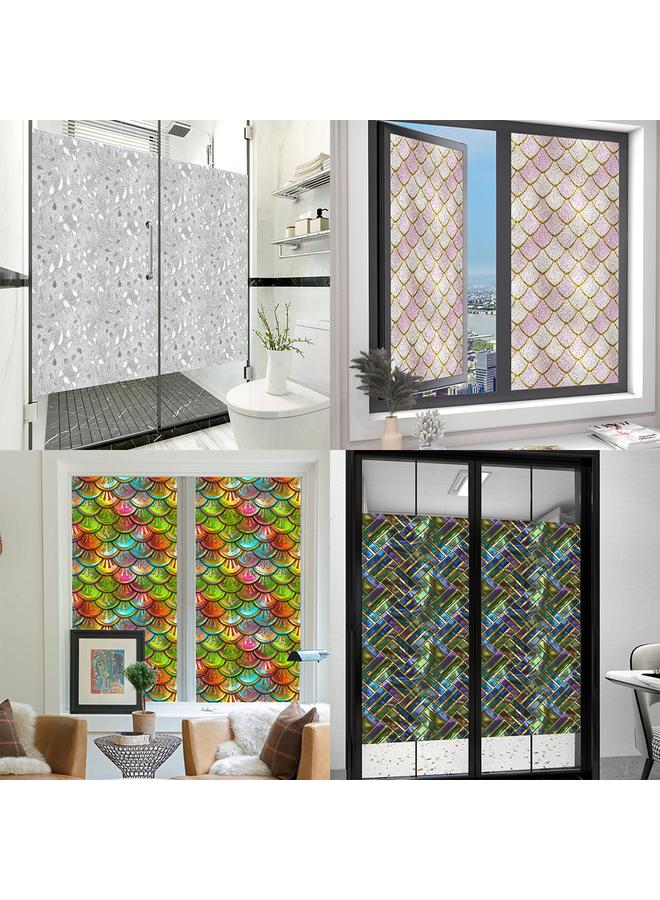 BL092-111 Color Retro Electrostatic Glass Sticker PVC Glue-free Window Sticker Removable Frosted Glass Window Decorations - Image 2