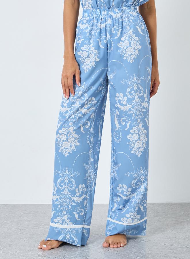 Styli Damask Ruffled Hem Tank and Pyjama Set - Image 5