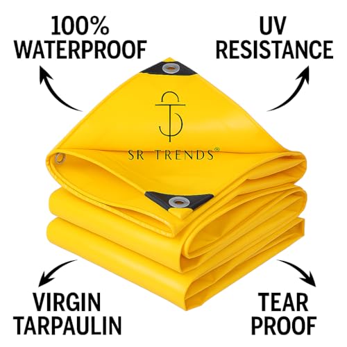SR TRENDS Heavy Duty HDPE Tirpal 500 GSM | Waterproof, UV Resistant & Durable Tarpaulin Sheet with Eyelets for Outdoor, Truck, Garden & Roof Cover (Yellow, 6 x 6 FT) - Image 5