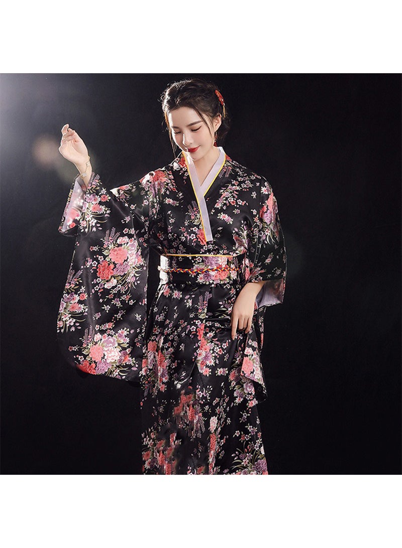 Japanese Kimono, Japanese Traditional Clothing for Nightgown, Bathrobe, Home Clothes, Ethnic Style Stage Performance Clothes(Does not include fan) - Image 3