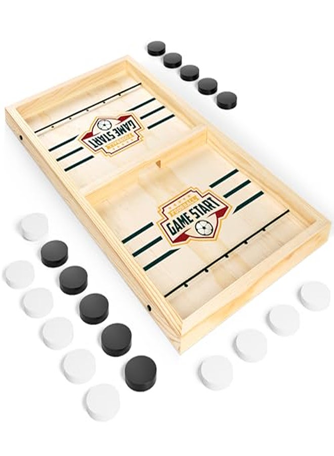 Sling Puck Game – Wooden Table Hockey Slingshot Battle Game - Image 1