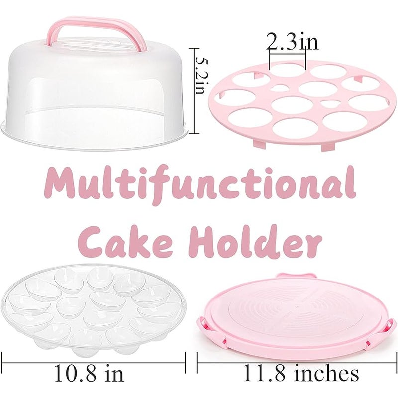 Coloch Cake Carrier with Lid and Handle, 3 in 1 Multipurpose Cupcake Holder for 10 In Cake, Portable Dessert Container for 11 Cupcake Plastic Devil Eggs Holder for Cupcake, Muffins, Eggs, Snack, Fruit - Image 2