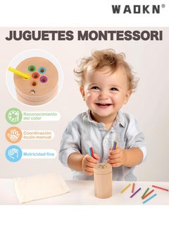 WAOKN Wooden Learning Color Sorting Toys for Toddlers Age 1 2 3, Fine Motor Developmental Infants Sensory Matching Games, Busy Board 18 month old Baby Boys Girls Gifts  - Image 2