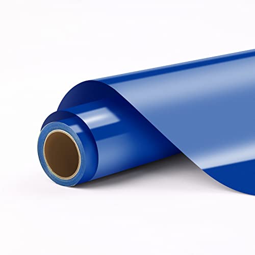HTVRONT Blue Permanent Vinyl Rolls - 12" x 11 FT Permanent Adhesive Vinyl Compatible with Cricut Cutting Machine, Silhouette, Cameo, Signs, Scrapbooking, Craft, Die Cutters (Glossy) - Image 1