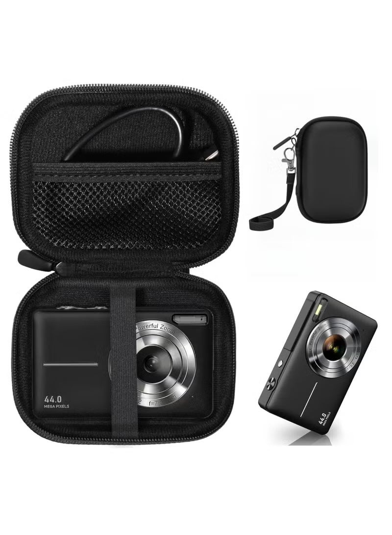 Daxiongmao CCD digital camera bag, can store SD card, spare battery, etc., suitable for CCD digital camera, travel portable cute small camera bag (black) - Image 1