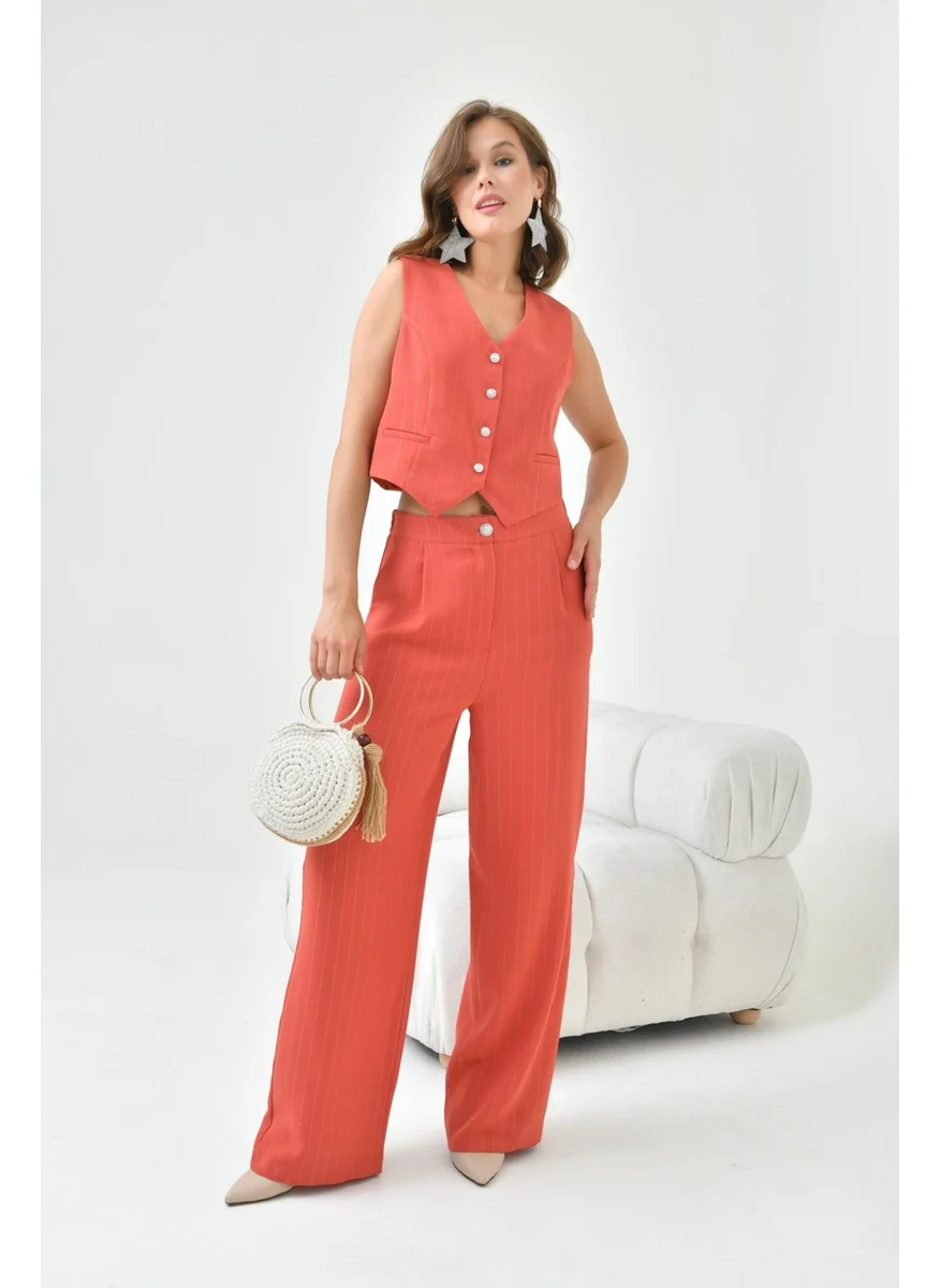 Garmi Women's Glitter Crepe Vest Suit Tile