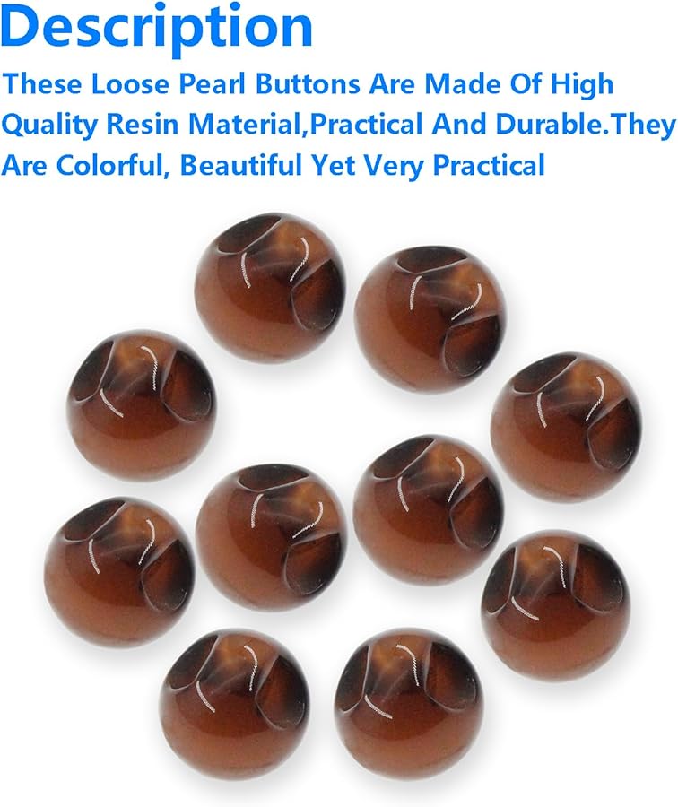 Coffee Resin Pearl Buttons 10PCS 10mm Round Sewing Buttons For Wedding Dress Skirt Sweater - Image 5